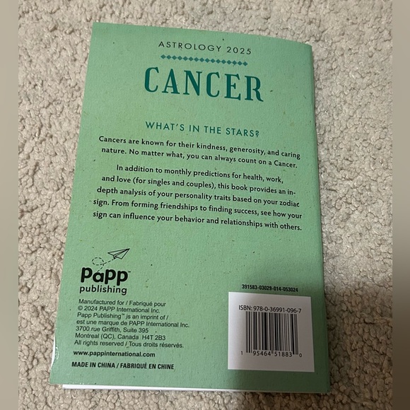 Astrology 2025 Book CANCER(6/21-7/21) Paperback By Chantale Montpetit - Picture 5 of 14
